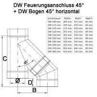 Doppelwandige Edelstahlschornstein Bogen / Winkel 45° DW Ø 80 - 300 mm