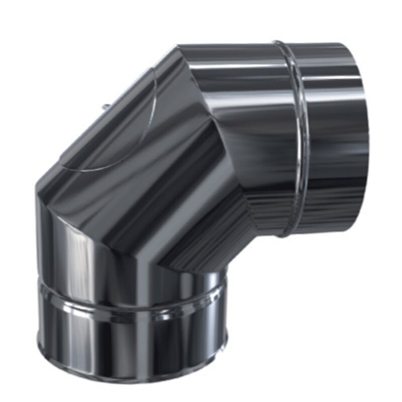 Doppelwandige Edelstahlschornstein Bogen / Winkel 90° mit Revision DW Ø 80 - 300 mm