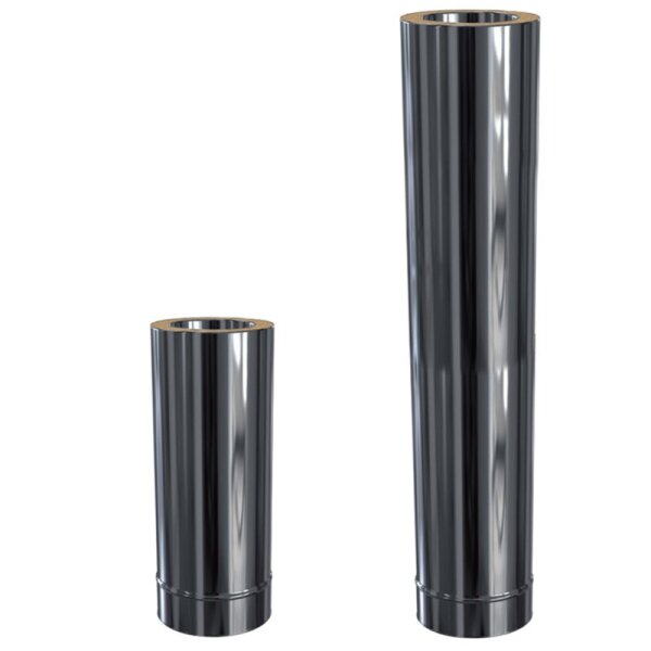 Doppelwandige Edelstahlschornstein Längenelement 500 / 1000 mm frei kürzbar Ø 80 - 300 mm