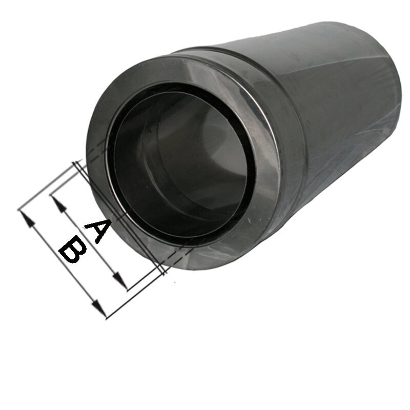 Doppelwandige Edelstahlschornstein Längenelement mit integr.Wandfutter frei kürzbar Ø 80 - 250 mm