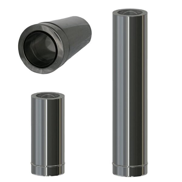 Doppelwandige Edelstahlschornstein Längenelement mit integr.Wandfutter frei kürzbar Ø 80 - 250 mm