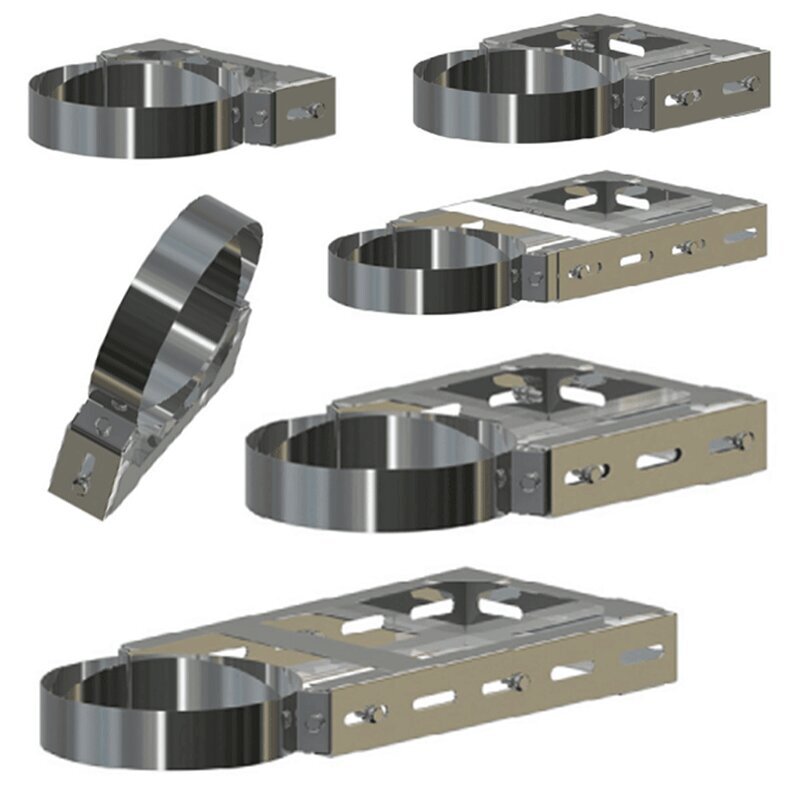 Doppelwandige Edelstahlschornstein Wandhalter verstellbar 50 mm - 750 mm DW Ø 80 - 300 mm