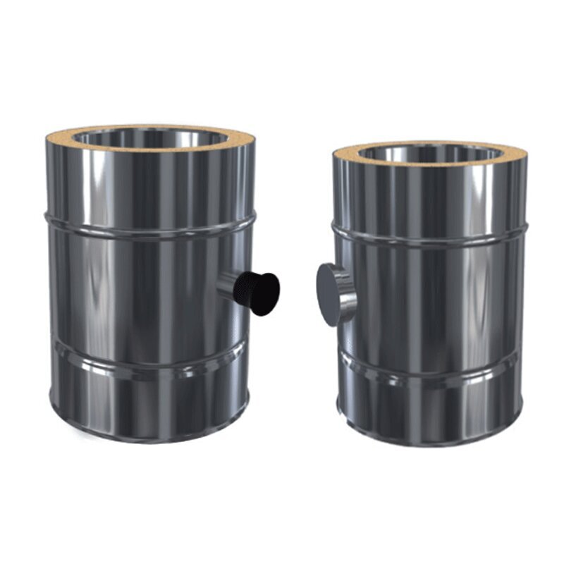 Doppelwandige Edelstahlschornstein Längenelement 250 mm mit Meßstutzen Ø 80 - 300 mm