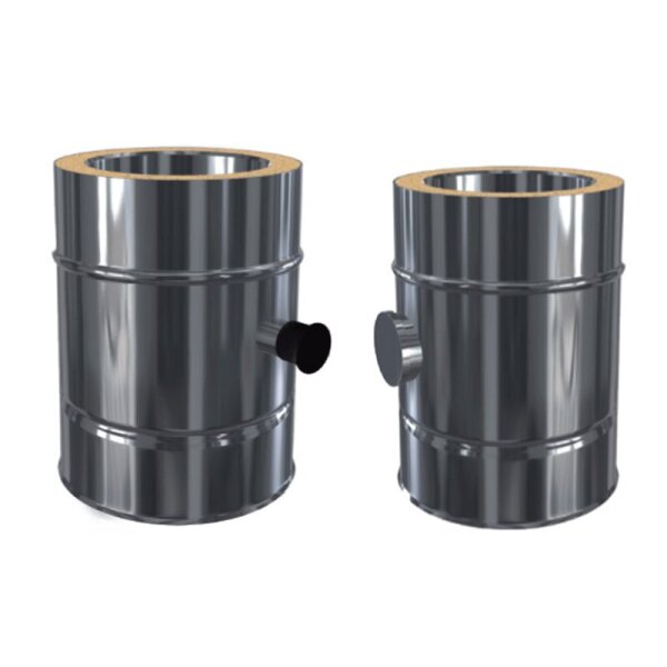 Doppelwandige Edelstahlschornstein Längenelement 250 mm mit Meßstutzen Ø 80 - 300 mm