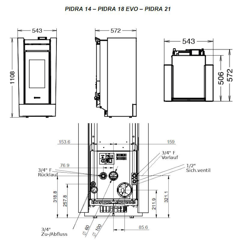 Thermorossi Creo Idra 18 EVO Pelletofen mit 17,8 kW und wassergeführt