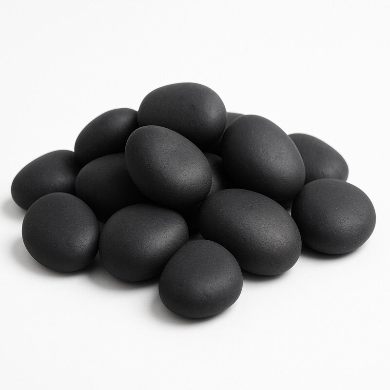 Thermorossi dekorative Steine schwarz für Pelletöfen