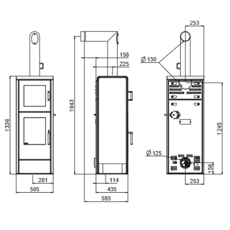 Kaminofen Rika Back mit Backfach 8 kW