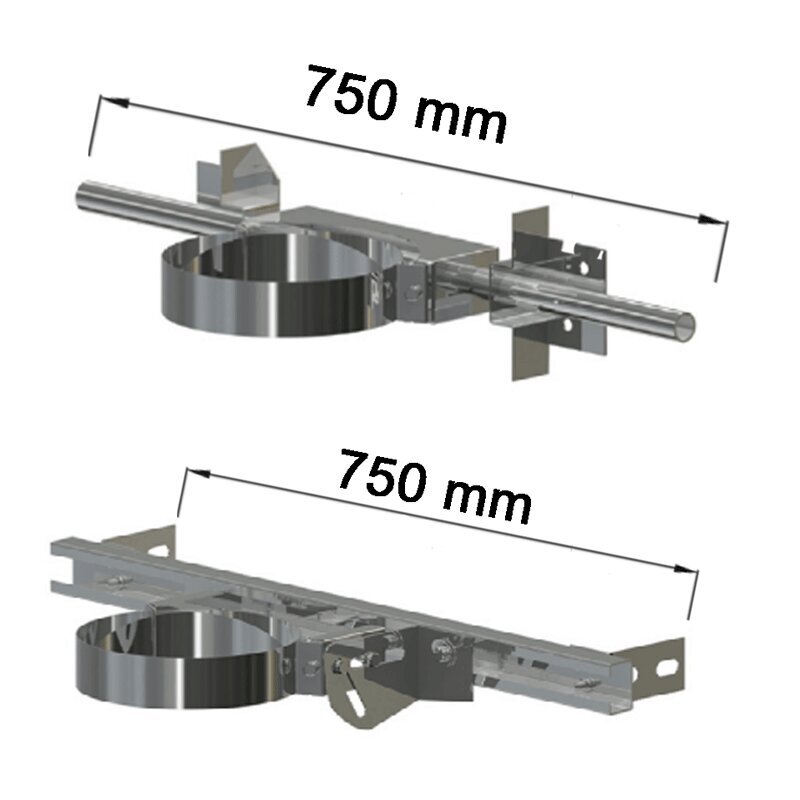 Doppelwandige Edelstahlschornstein Sparrenhalter drehbar inkl. Wandhalterung  50 - 100 mm
