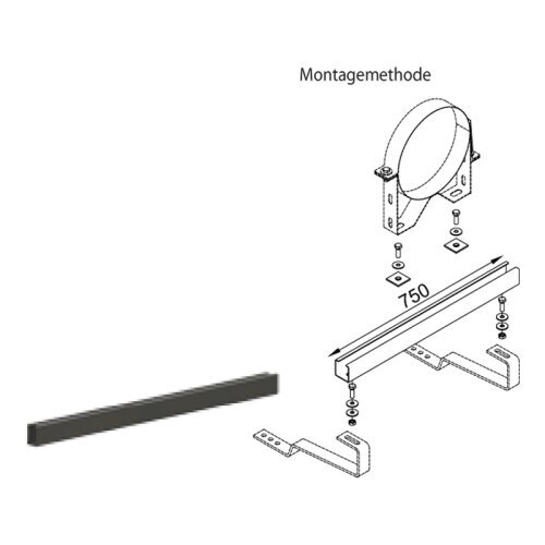 Edelstahlschornstein Querstange für Wandhalter 500 mm / 750 mm