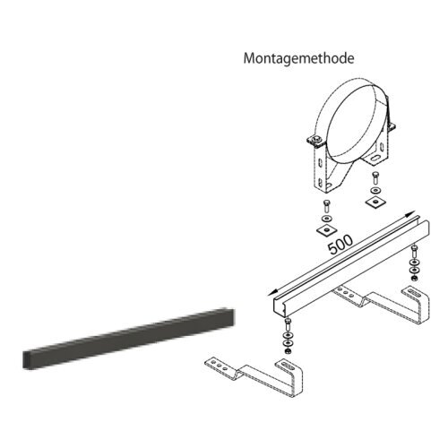 Edelstahlschornstein Querstange für Wandhalter 500 mm / 750 mm