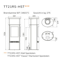 Kaminofen TermaTech TT21RS-HST Classic Marmoriert Speckstein 5 kW