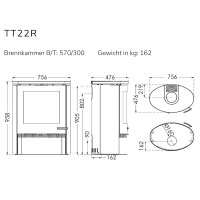 TermaTech TT22R Kaminofen Stahl schwarz 7,5 kW