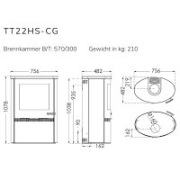 Kaminofen TermaTech TT22HS-CG Grey,TermaStone 7,5 kW