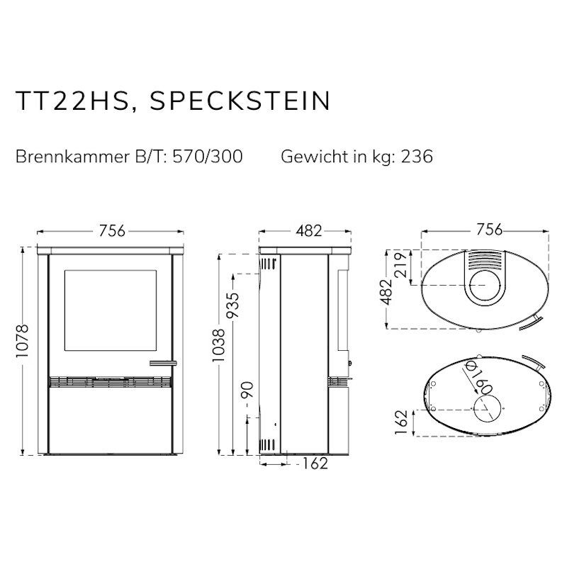 TermaTech TT22HS Kaminofen Speckstein 7,5 kW