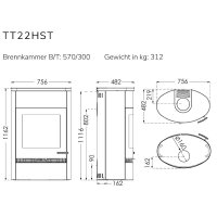 TermaTech TT22HST Kaminofen Speckstein 7,5 kW