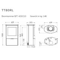 Kaminofen TermaTech TT80RL Stahl schwarz 5,5 kW