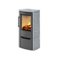 Kaminofen WIKING Miro 4+ 4,9 kW &ndash; Schwarz/Grau, Stahl oder Natursteinverkleidung