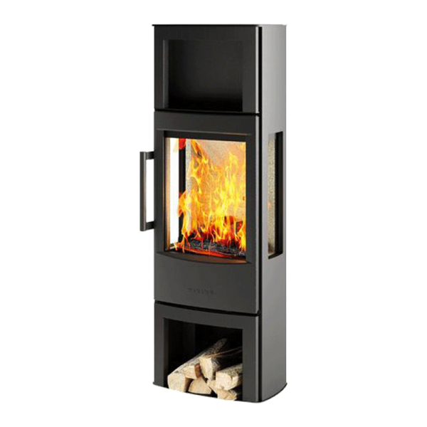 Kaminofen Wiking Miro 5 mit offenem Holzfach 4,9 kW - in Schwarz oder Grau