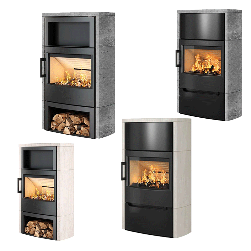 Kaminofen WIKING Maxi 6 | 6,3 kW Stahl- oder Natursteinverkleidung, offenes Holzfach & Holzfachtür