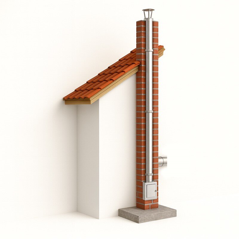 Edelstahl Schornsteinsanierung einwandig DN 150 mm Konfigurator 9,5 m Standard 0,5 mm