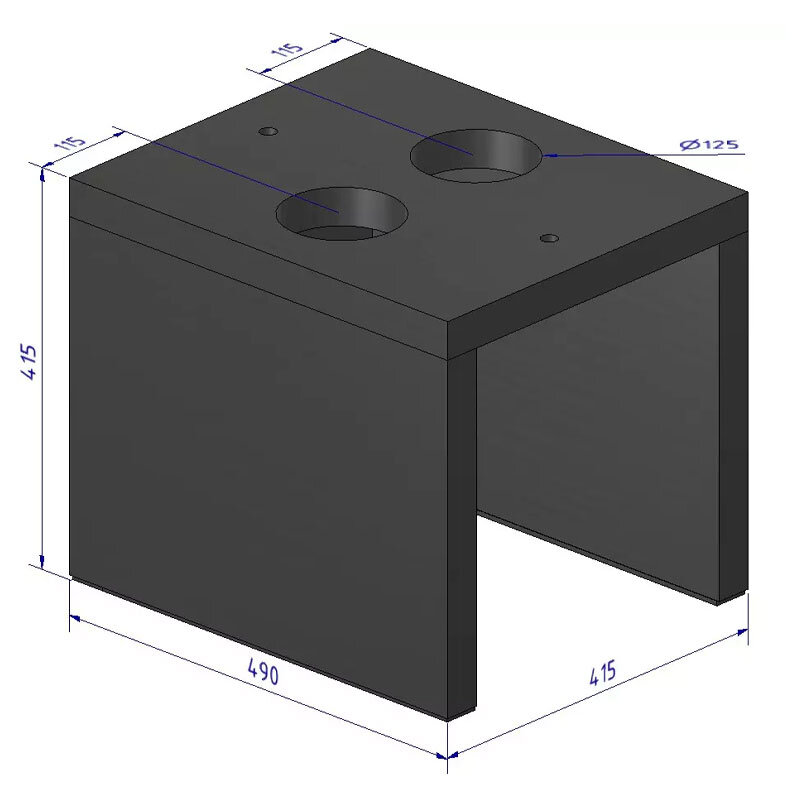 Sockel Schwarz für Kaminofen Galileo Glas – rechts offen