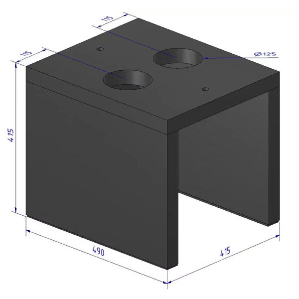Sockel Schwarz für Kaminofen Galileo Glas – rechts offen