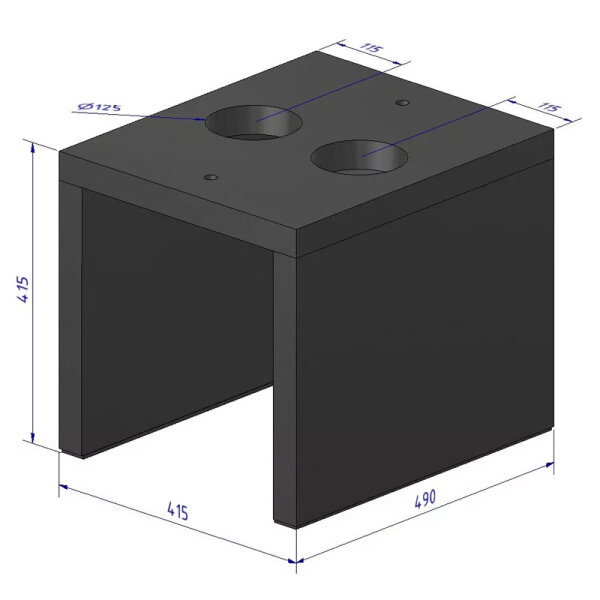 Sockel Schwarz für Kaminofen Galileo Glas – links offen