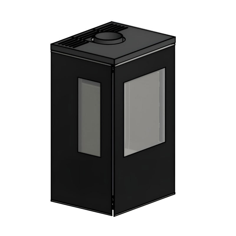 Kaminofen Cera Galileo Glas Schwarz – 3-seitig 5,5 kW