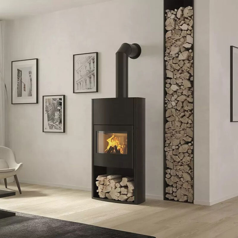 Kaminofen CERA Genius Schwarz – Offenes Holzfach oder mit Holzfachtür, 7 kW
