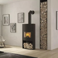 Kaminofen CERA Genius Schwarz – Offenes Holzfach oder mit Holzfachtür, 7 kW