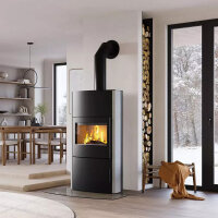 Kaminofen Cera Genius mit Betonverkleidung, offenem Holzfach – in drei Farben, 7 kW