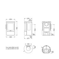 Kaminofen HWAM 2610C mit Seitenscheiben – verschiedene Ausführungen, Grau und Schwarz, 4,5 kW