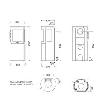 Kaminofen HWAM 2630m 3-seitig verglast 4,5 kW, Grau oder Schwarz