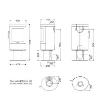 Kaminofen HWAM 3110c Kaminofen mit Säulenfuß 4,8 kW wählbar in 3 Griffvarianten