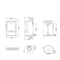 Kaminofen HWAM 3110c wandhängend, 4,8 kW – wählbar in 3 Griffvarianten