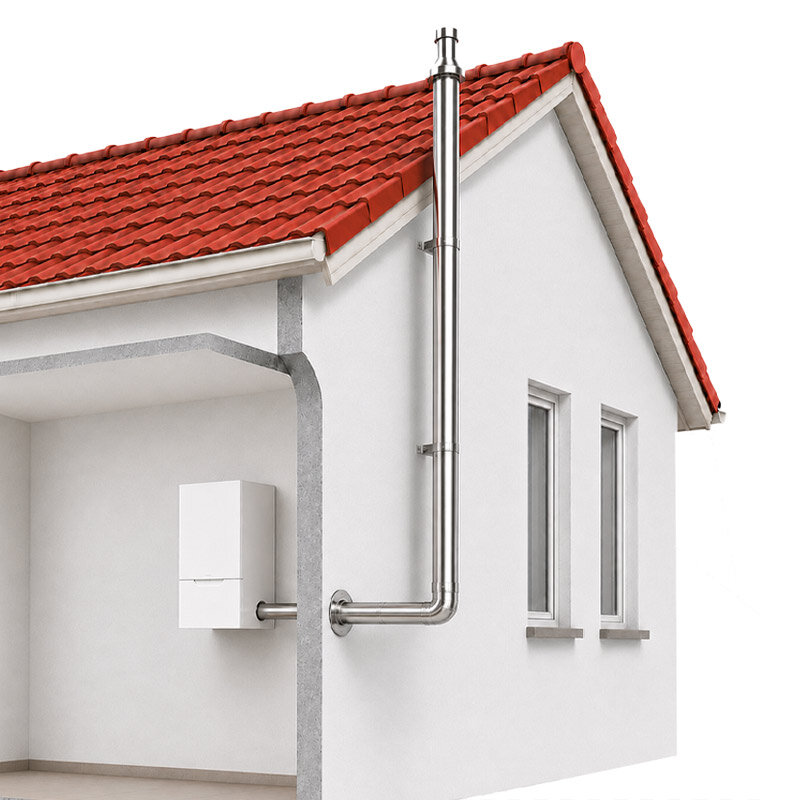Konzentrisches Edelstahl Luft-Abgas-System Bausatz für außen Ø 60/100 mm