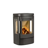 Kaminofen HWAM 4510c 4,9 kW Autopilot – 3-seitige Verglasung, Sockelvarianten, Grau/Schwarz