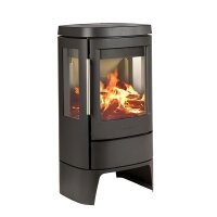 Kaminofen HWAM 4510c 4,9 kW Autopilot – 3-seitige Verglasung, Sockelvarianten, Grau/Schwarz