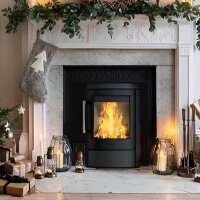 Kaminofen HWAM 4510c 4,9 kW SmartControl – 3-seitige Verglasung, Grau/Schwarz (Wandmontage optional)