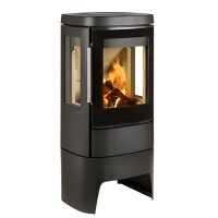 Kaminofen HWAM 4510m 4,9 kW Autopilot 3-seitige Verglasung, Sockelvarianten, Grau/Schwarz