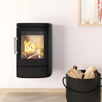 Kaminofen HWAM 4510m 4,9 kW Autopilot 3-seitige Verglasung, Sockelvarianten, Grau/Schwarz