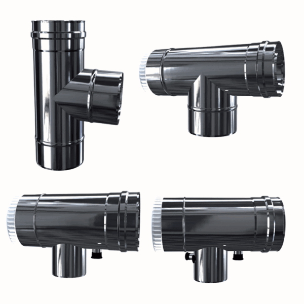 Luft-Abgas-System konzentrisch Edelstahl T-Stücke 87°