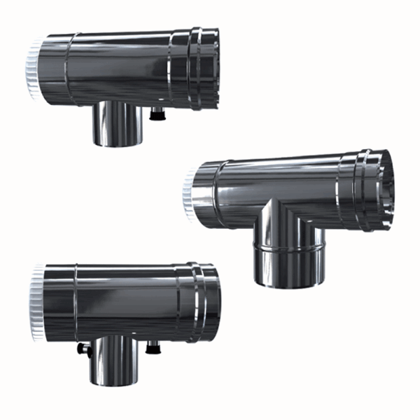 Luft-Abgas-System konzentrisch Edelstahl T-Stücke 90°