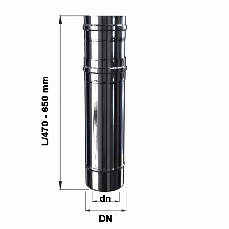 Luft-Abgas-System konzentrisch Edelstahl Justier Element L/470-650 mm