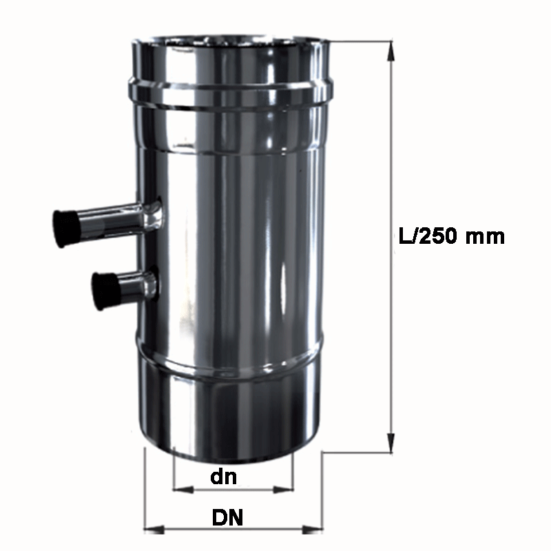 Luft-Abgas-System konzentrisch Edelstahl Längenelement mit Meßstutzen 1/2"