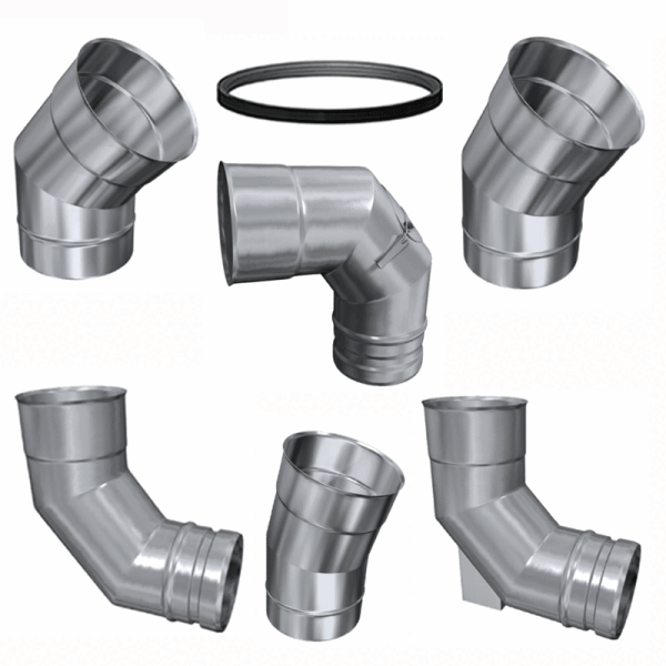Edelstahl Bögen einwandig für Luft-Abgas-Systeme