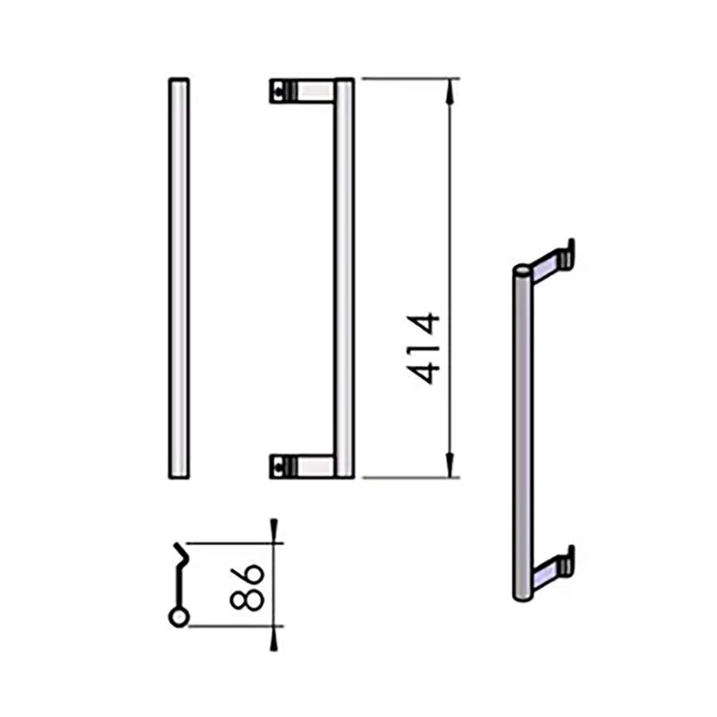 TermaTech Griff für Kaminöfen Serie TT21 und TT23 Edelstahl