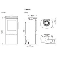 TermaTech TT44HG Kaminofen mit Seitenscheiben Stahl schwarz 4,8 kW