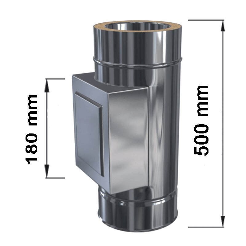 Doppelwandige Edelstahlschornstein Prüföffnung mit Tür Ø 80 - 300 mm