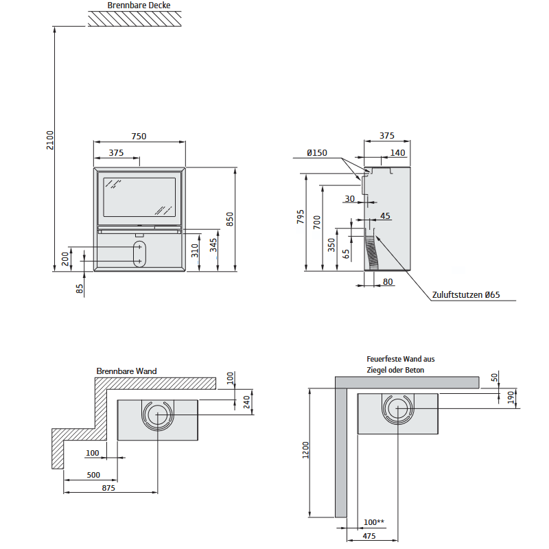 Contura 310G Glasfront Kaminofen, schwarz oder weiß 7 kW